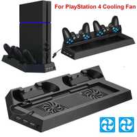 Playstation 4 (PS4) - podstawka chłodząca-ładowarka + stojaki na gry