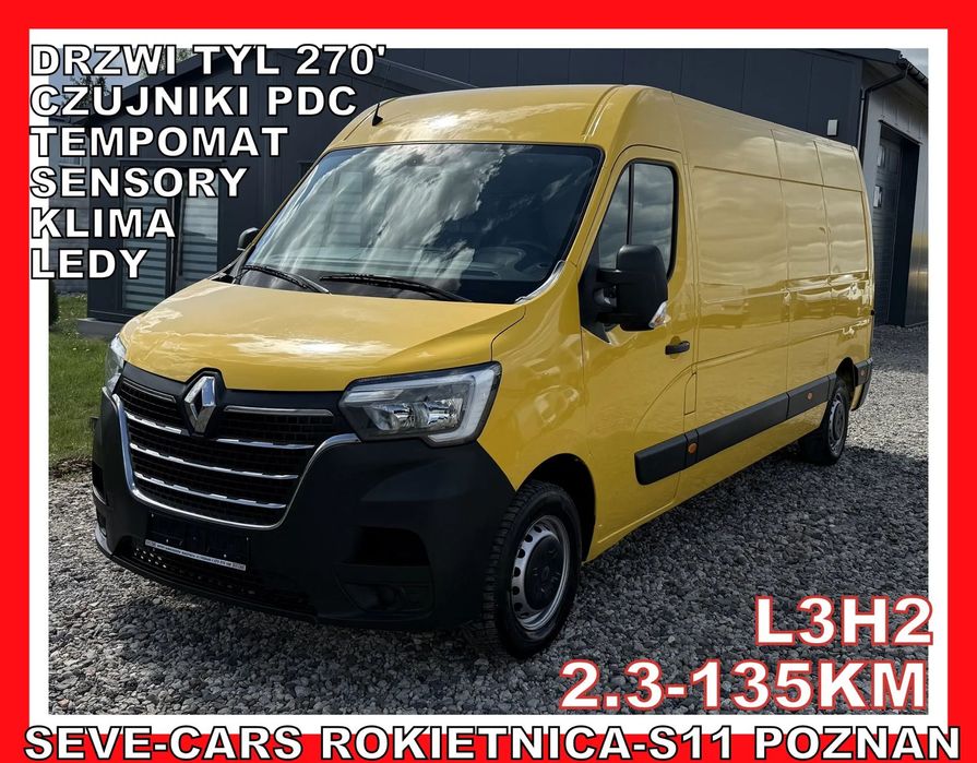 Renault MASTER L3H2 klima, drzwi tyl 270&#039;, tempomat, sensory, pdc tył  L3H2, 2.3dci-135km,klima, drzwi tył 270', tempomat, sensory, pdc