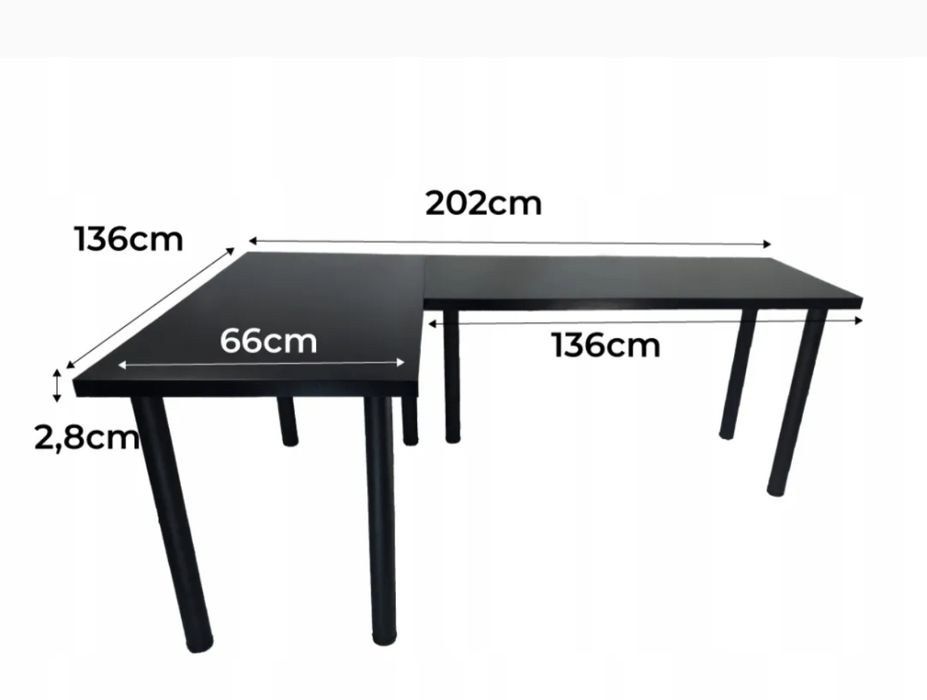 Biurko czarne narożne