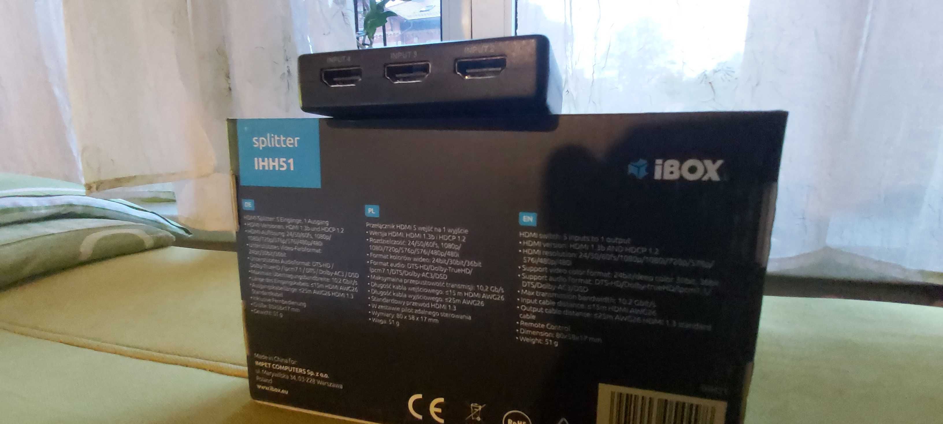 Rozdzielacz splitter hdmi 1-5 pilot,podczerwień