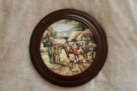 Talerz kolekcjonerski dekoracyjny okrągła drewniana rama ramka