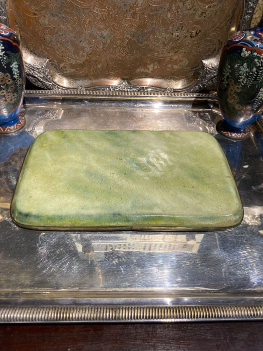 Tabuleiro esmalte Cloisonné Japão séc XIX 27,6 cm