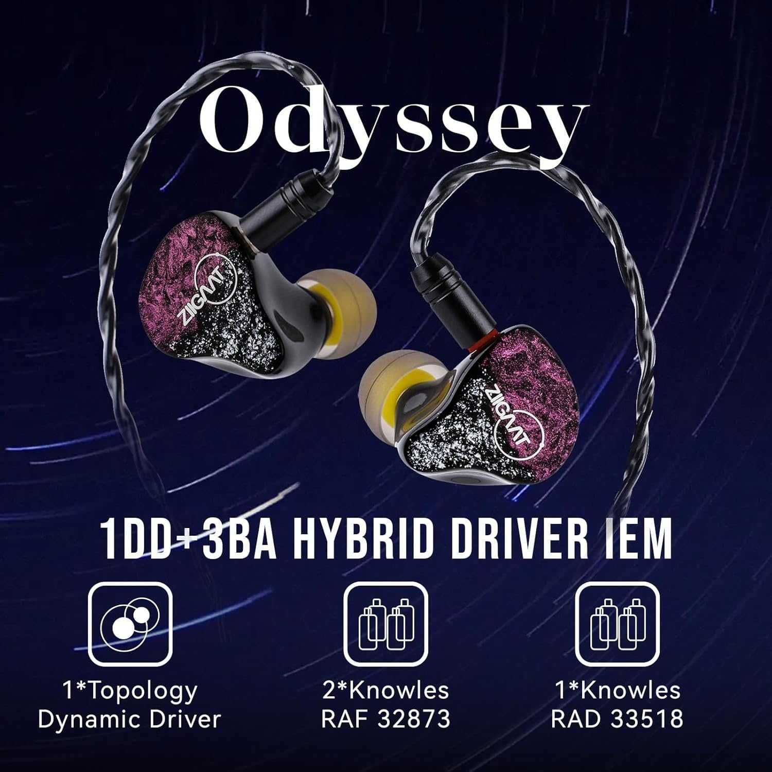 ⇒ ZiiGaat Odyssey (Jack 3.5) - гибридные iem's наушники (1DD+3BA)