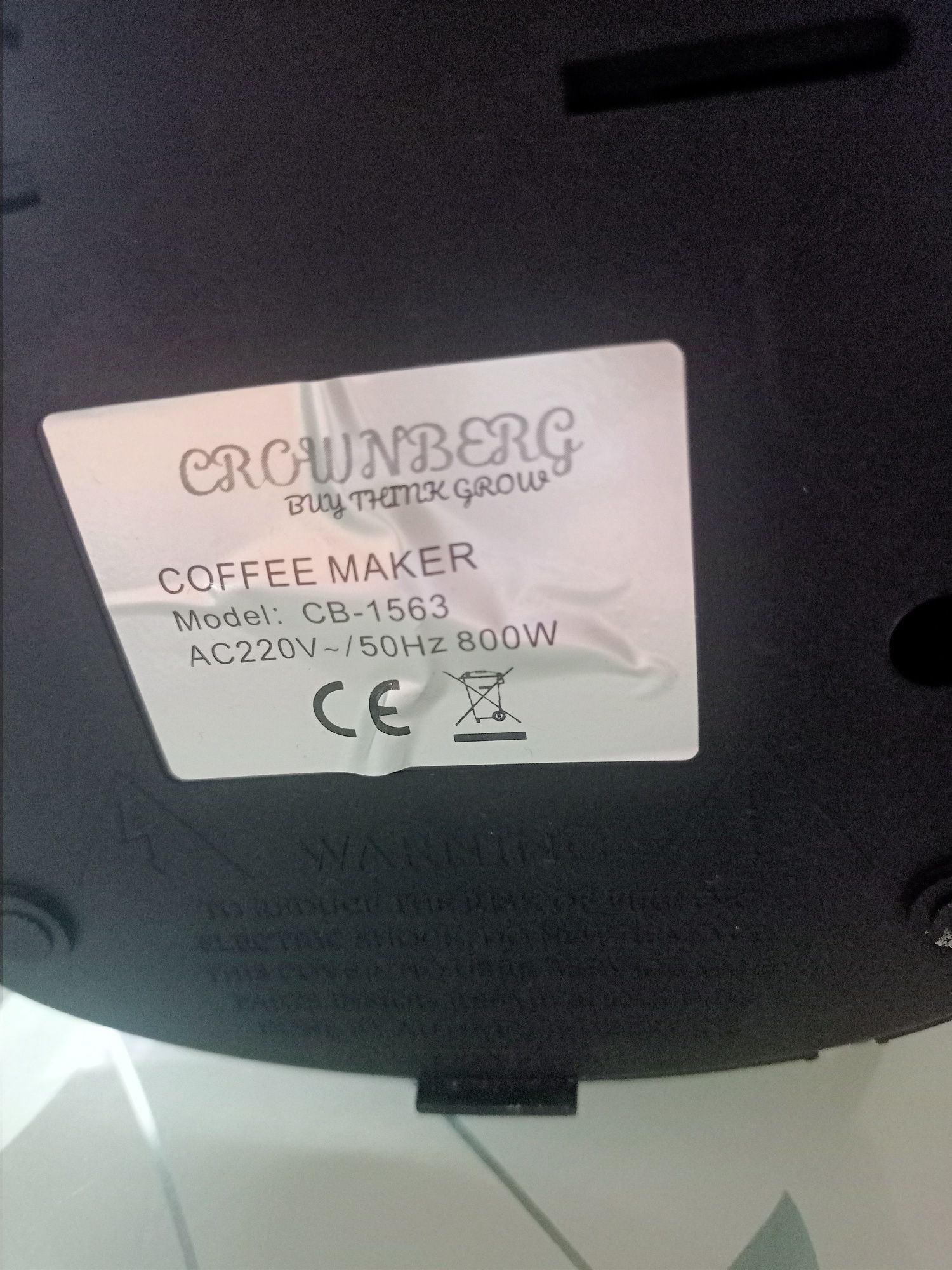 Крапельна кавоварка   Crownbeng СВ-1563 800 ВТ