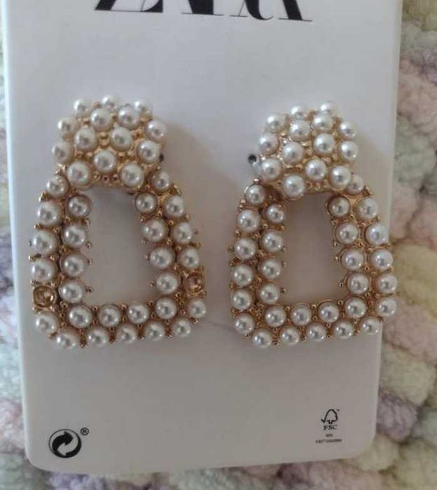 ZARA/ Bogato zdobione kolczyki ślubne z Madrytu, perły, NOWE
