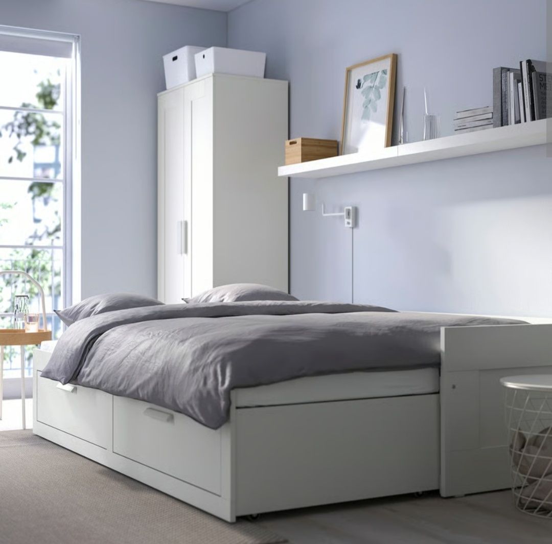 Cama individual/dupla Brimnes c/2 gav, branco