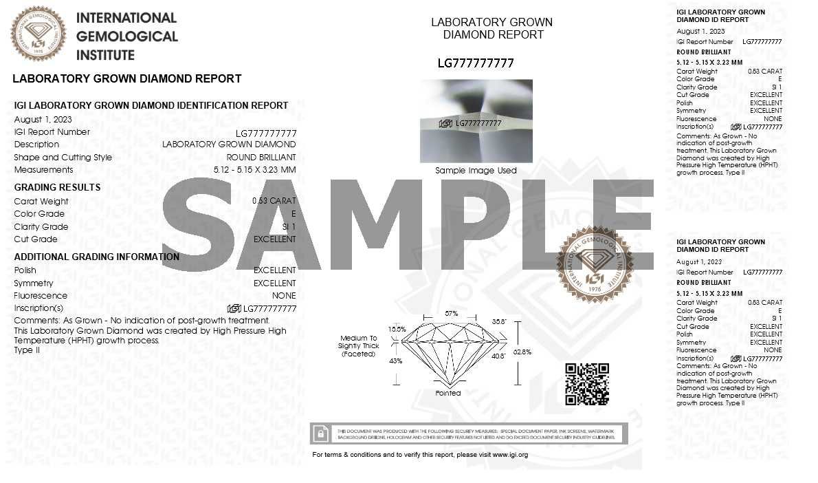 Бриллиант 1 карат КРУГ Lab Grown Diamonds CVD. СЕРТИФИКАТ IGI