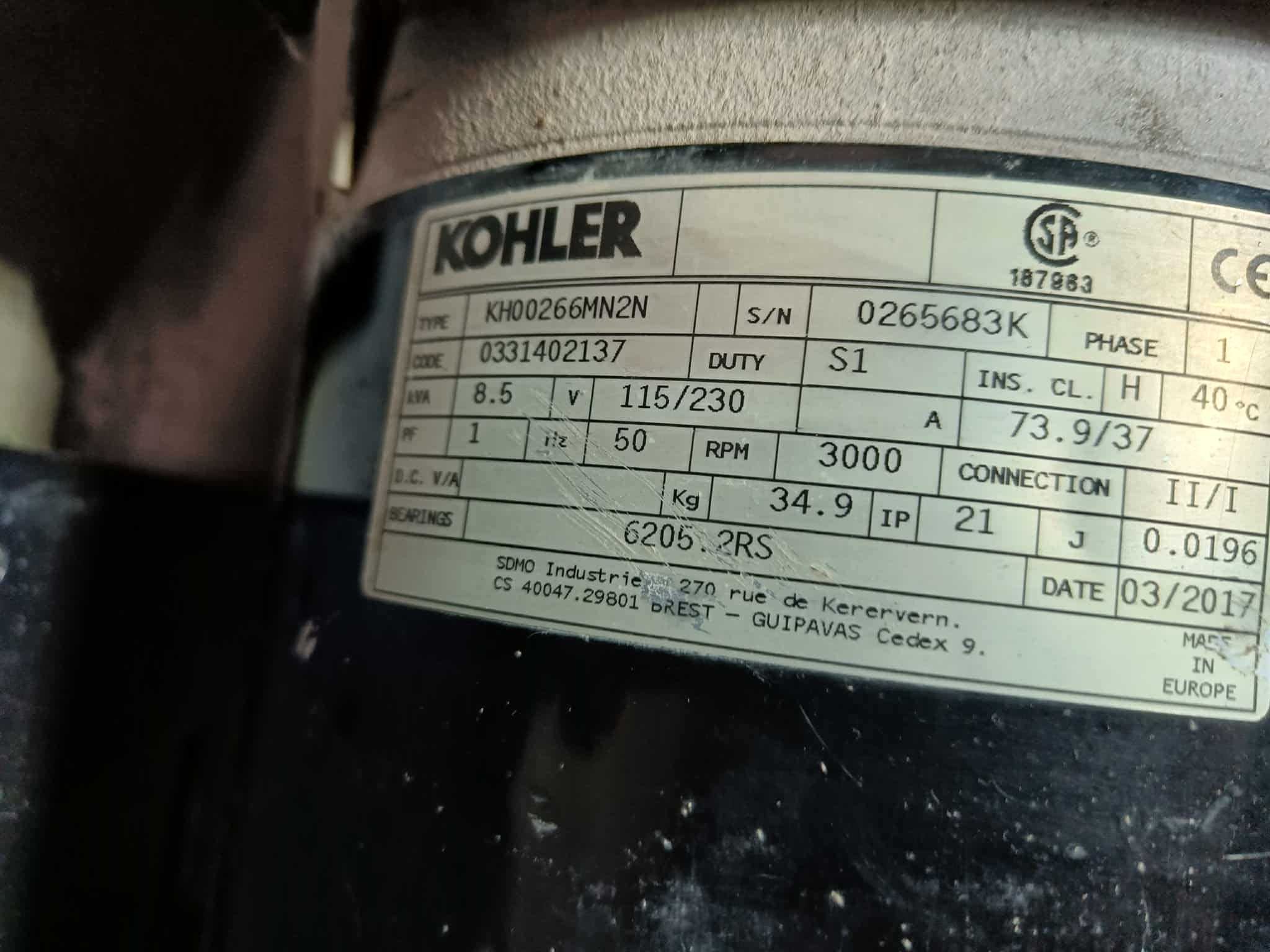 Agregat prądotwórczy Kohler 7kW