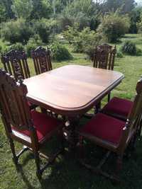 Stół debowy i 6 krzeseł