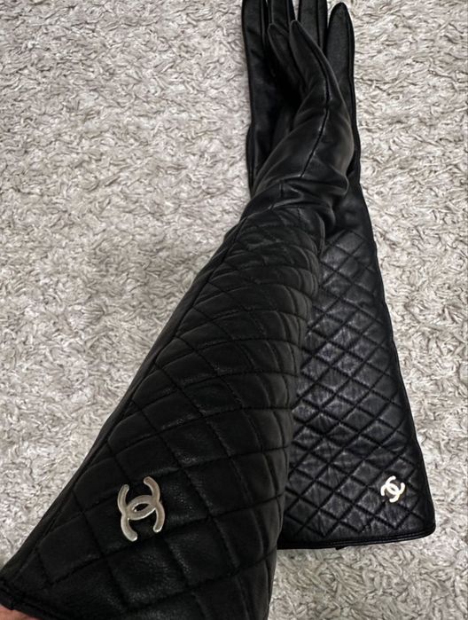 Кожаные высокие перчатки