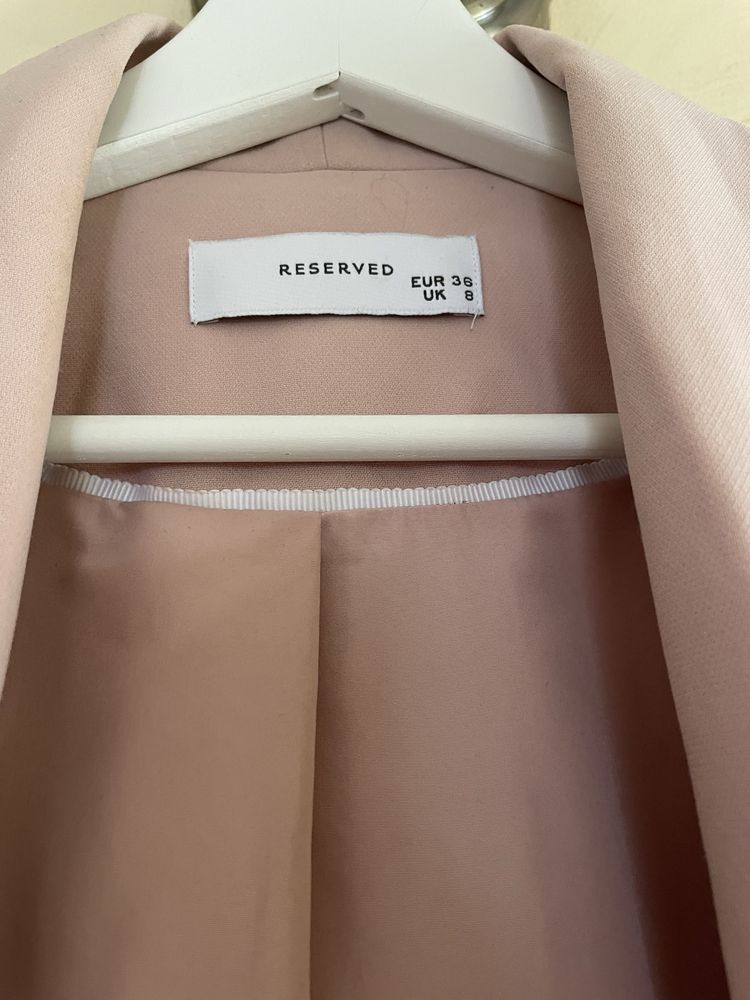 Żakiet damski, Reserved, rozmiar 36, pudrowy róż