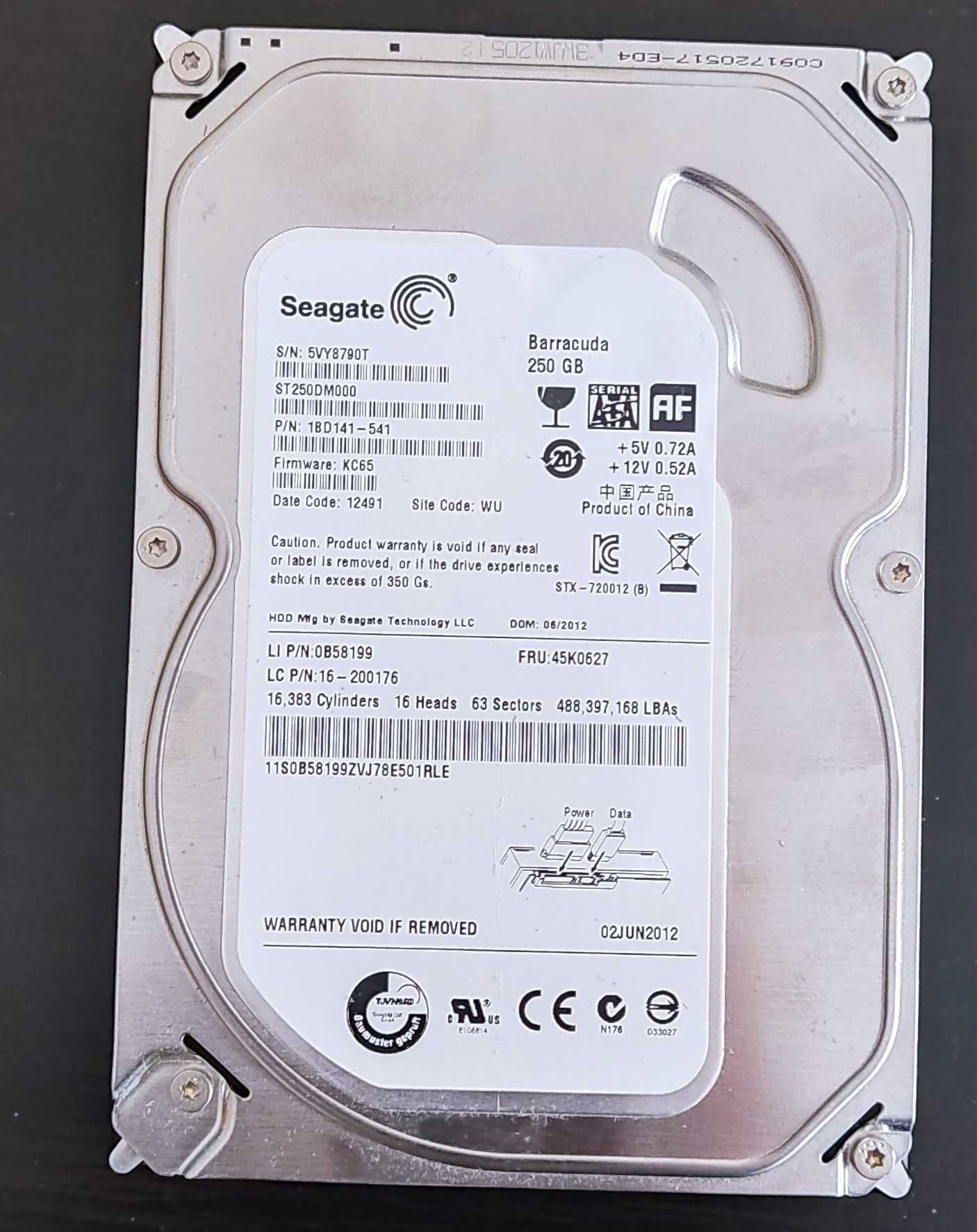 Disco Rígido Seagate Barracuda 3,5" 250GB