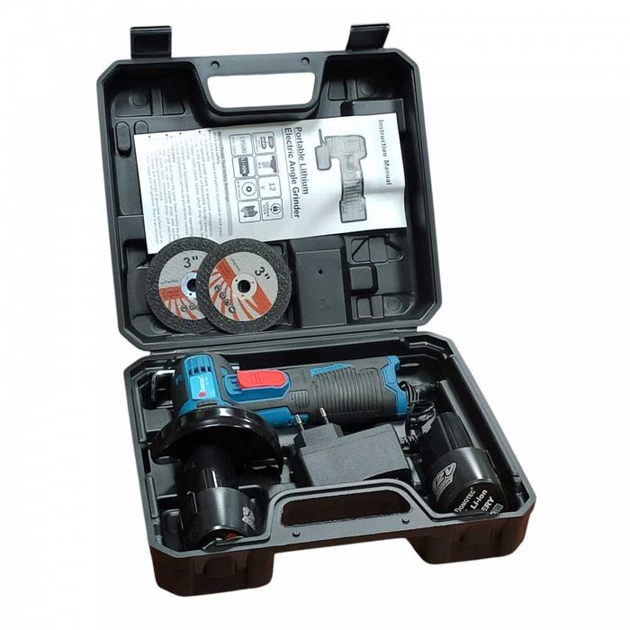 Аккумуляторная болгарка в чемодане, 2 аккумулятора, Domotec 10011