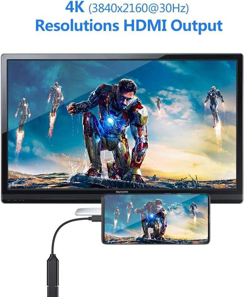 HOPLAZA Adapter Przejściówka USB-C na HDMI 4K Macbook Samsung