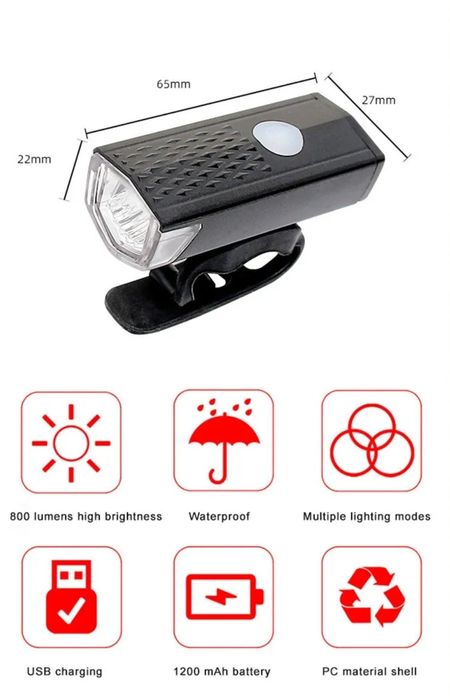 Luz p/ bicicletas recarregáveis