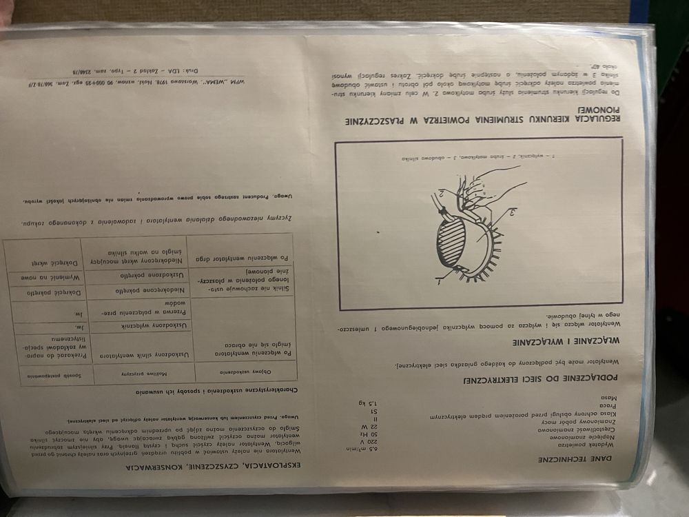 Onsteukcja do wentylatora śmiglłowego typ w 202