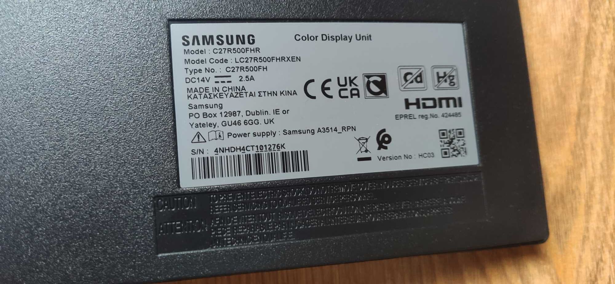 Monitor Samsung C27R500FHR 27CALI