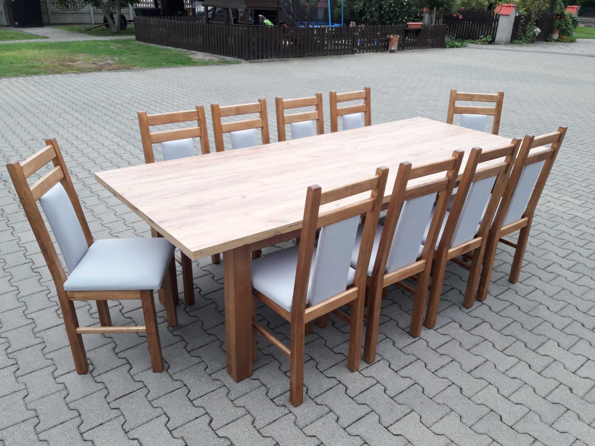 stol 244/314x103 +14 krzesel blat craft zloty okazja solidne krzesła