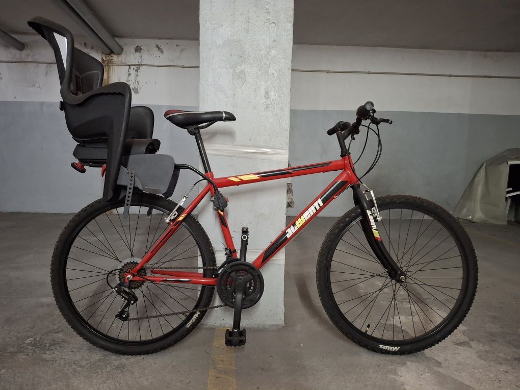 Bicicleta 18 velocidades com cadeirinha para criança
