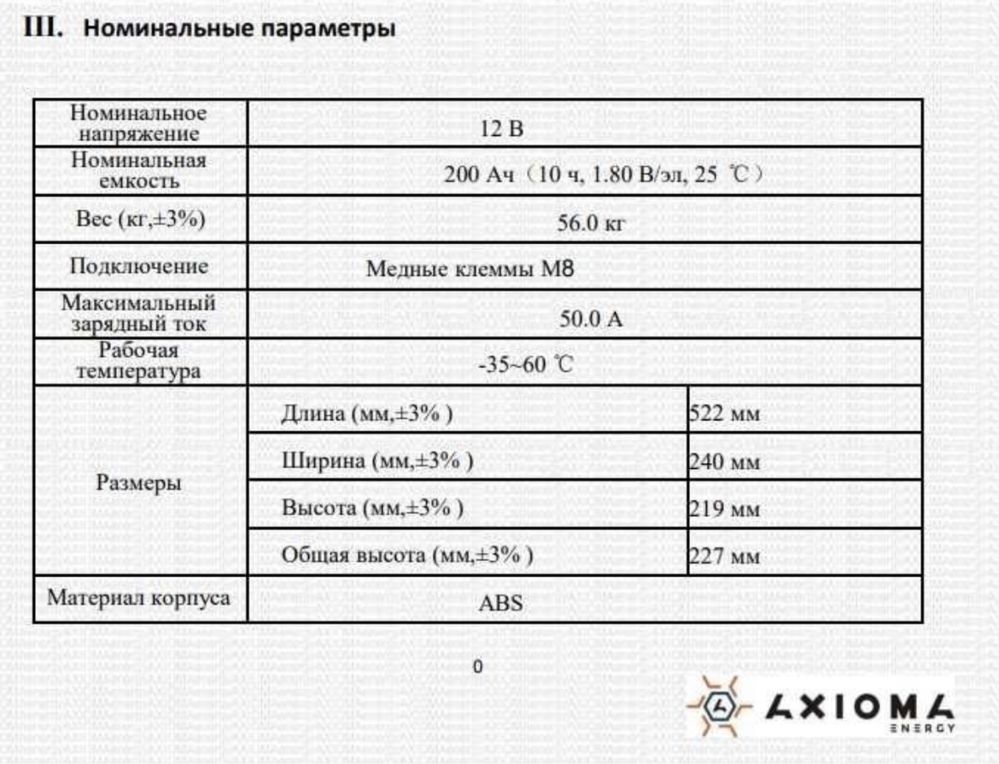 Гелевий акумулятор AXIOMA ENERGY 200 Ач (AX-Gel-200)