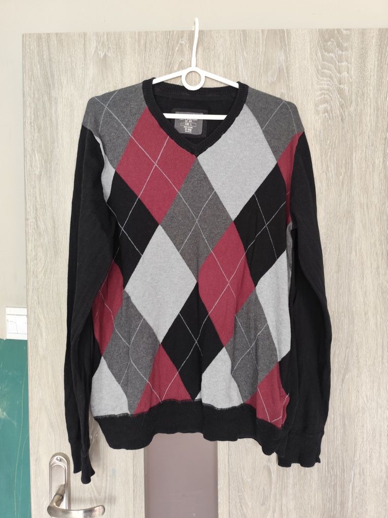 Czarny męski sweter w romby H&M L