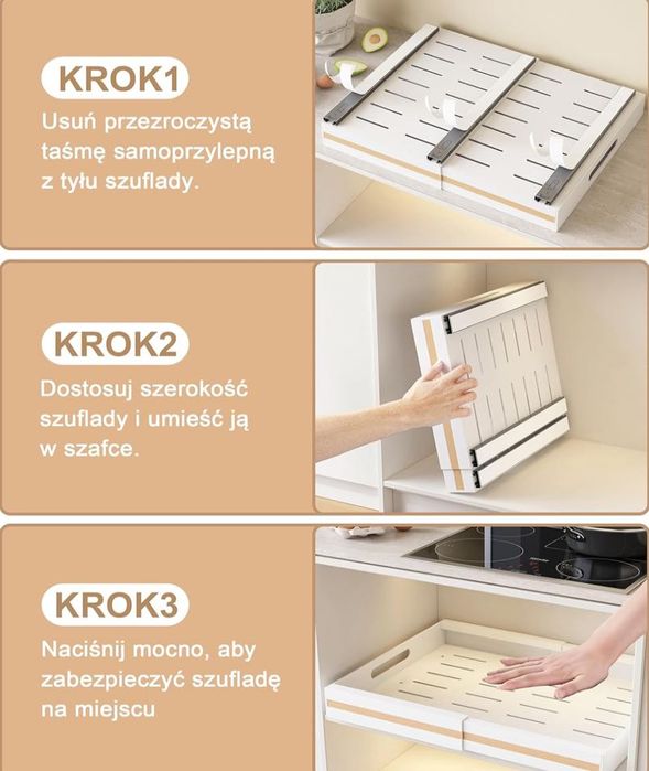 Szuflada kuchenna wysuwana 32-50cm regulowany organizer 25kg