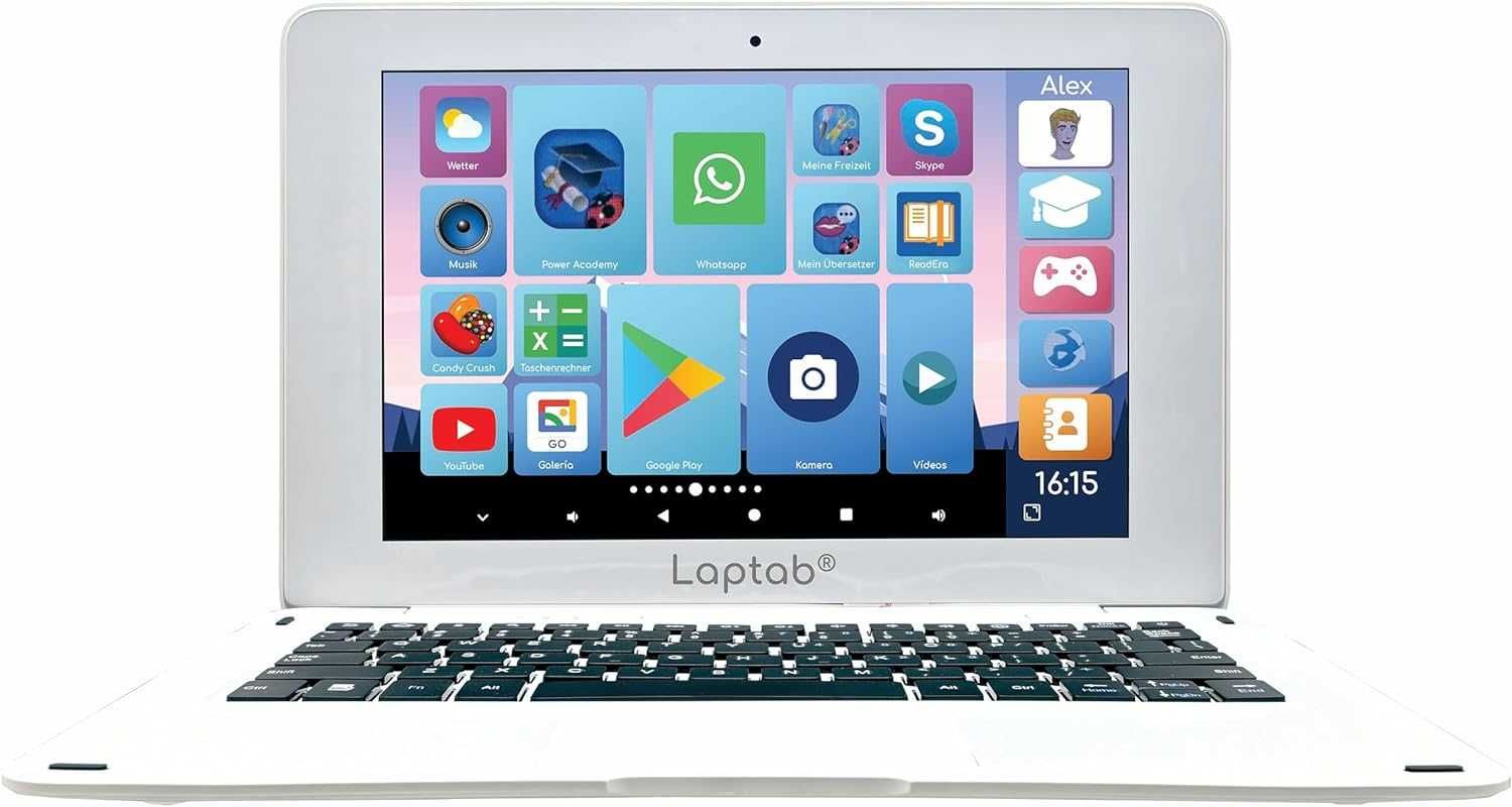 Lexibook Laptab 10 Zabawkowy Laptop,Biały LT10DE,od 6 lat, do nauki