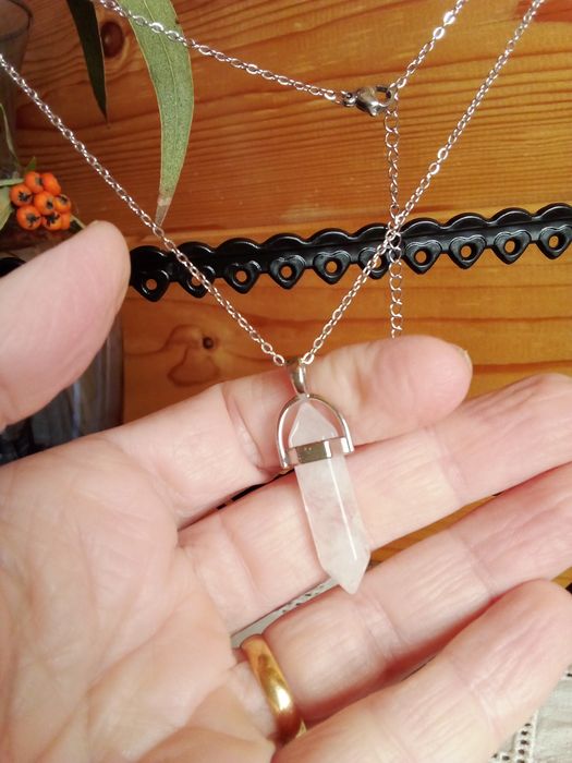 Colar Cristal Quartzo ou Obsidiana - Novos