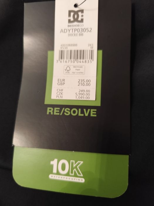 Calças Bibe Técnica para Neve - DC Docile Bibe Masculina