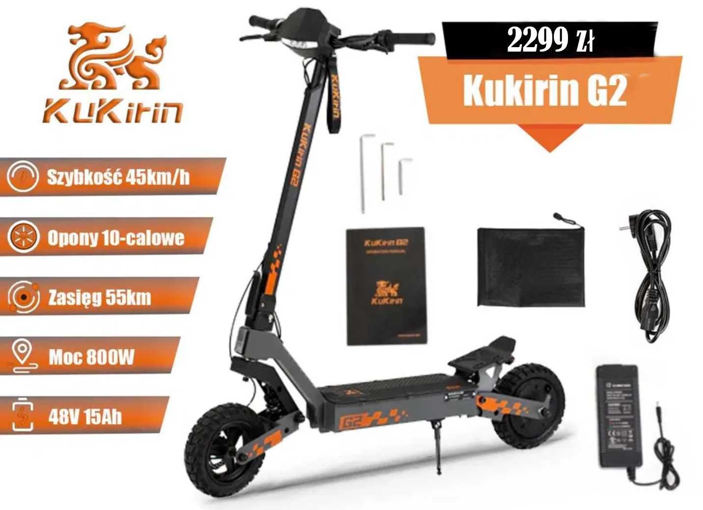 Hulajnoga elektryczna KuKirin G2 800W 48V 15Ah 45km/h Nowa Wersja 2025