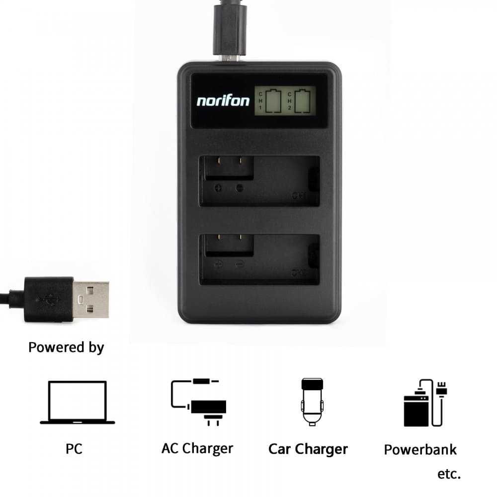Dwukanałowa ładowarka USB LCD do akumulatora aparatu Canon LP-E6