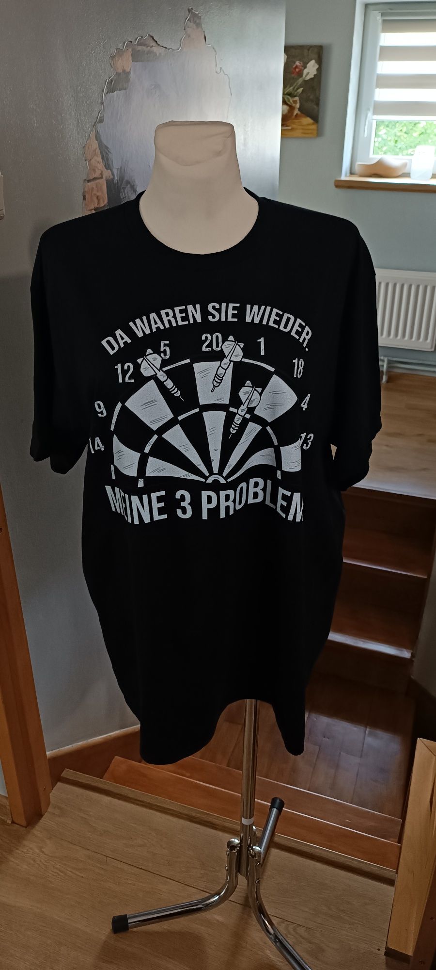 Koszulka 100% Bawełna Czarna Unisex z Nadrukiem r. XL/XXL Nowa