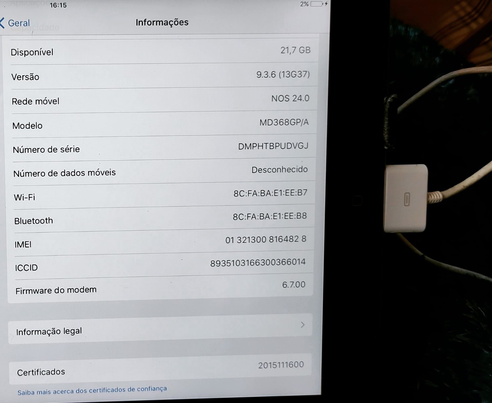 iPad com 64 GB de memória, tudo a funcionar