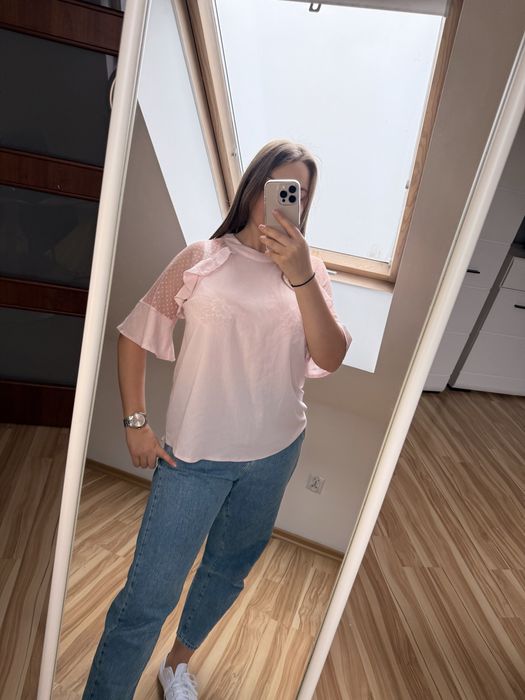 Bluzka damska pudrowy róź L/XL oversize Select