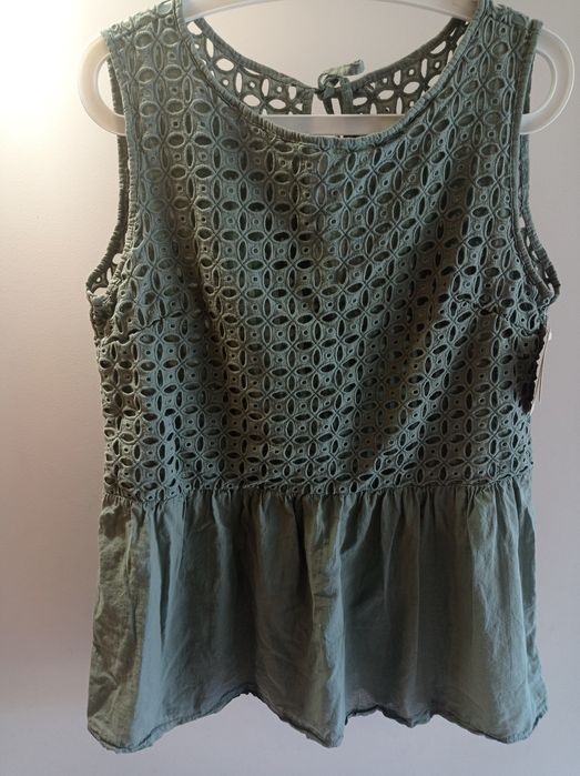 Nowa z metką, bluzka damska w kolorze oliwkowym, Zelante Made in Italy