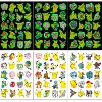 Tatuaże Pokemon Fluorescencyjne Pikatchu 40 sztuk +50 naklejek Pokemon