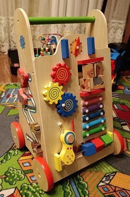 Chodzik Pchacz Tablica Manipulacyjna Edukacyjna Drewniana 6w1