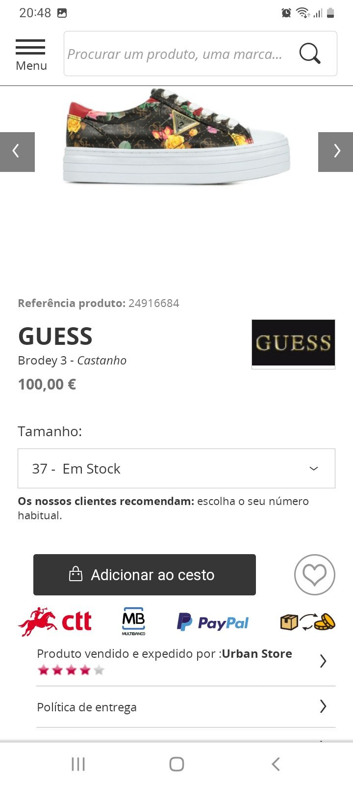 Ténis GUESS, N. 37 - novos