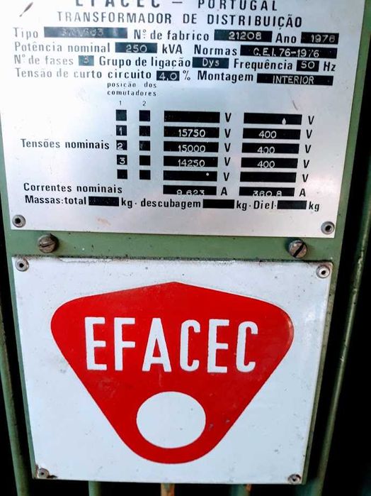 Transformador EFACEC PT 250Kwa  15.000 volts-