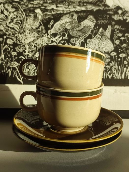 Dwie filiżanki porcelana Colditz GDR PRL