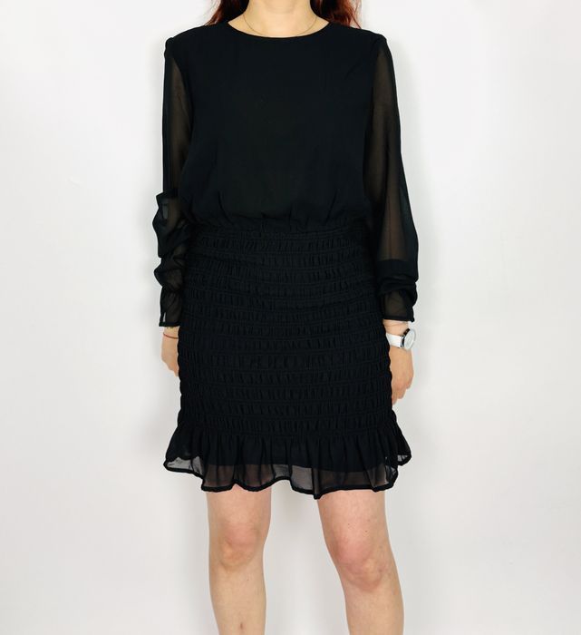 Czarna szyfonowa sukienka mini XL 42 H&M