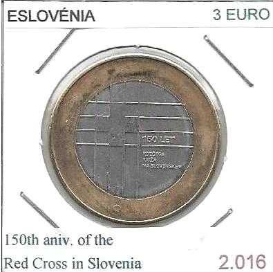 Eslovénia - - - 3 Euros - 2016 - - - Cruz Vermelha Eslovena - -- Moeda