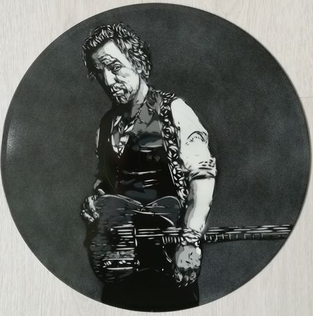 Bruce Springsteen pintura original em disco de vinil