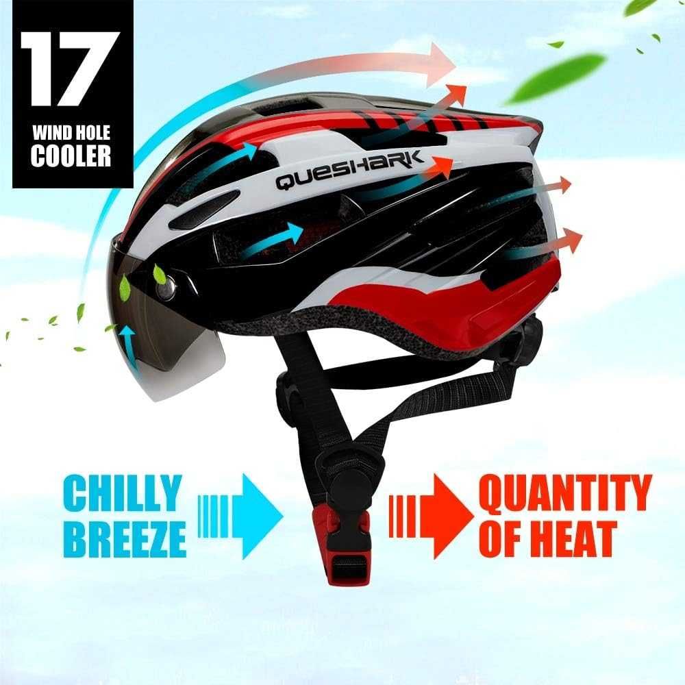 Nowy kask rowerowy Queshark / magnetyczne okulary / MTB ! L ! 1333!