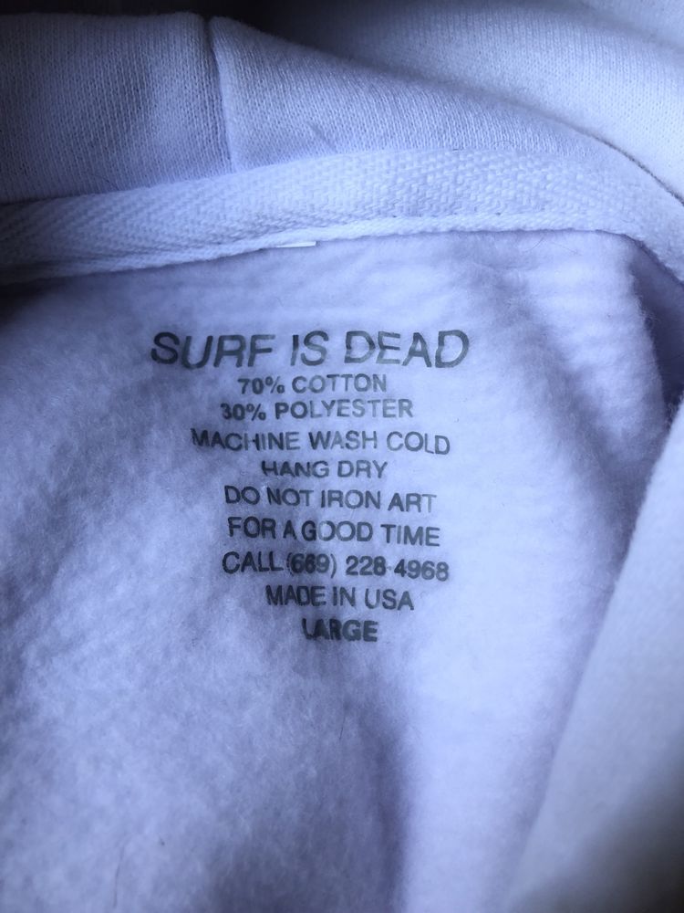 Surf Is Dead Warehouse Hoodie White L