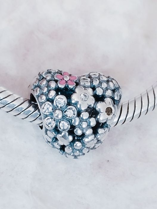 Serce charms charm's kwiatki kwiatuszki