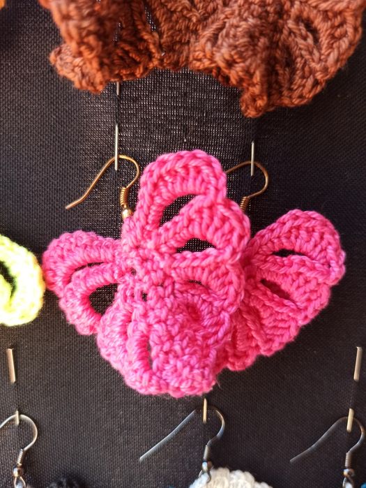Brincos de crochet feitos à mão, em fio de algodão
