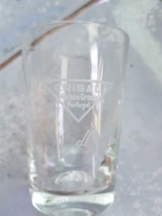 Conjunto completo de 11 copos medidas Crisal Marinha Grande anos 70