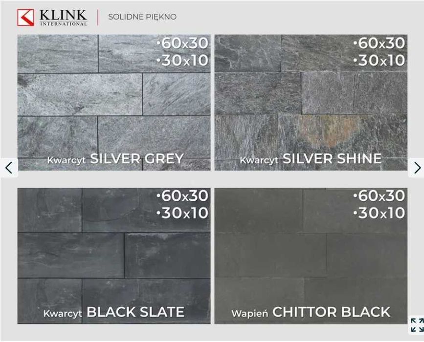 Płytki łupek Panel Kamienny Silver Grey 30x10cm / elewacja Kwarcyt