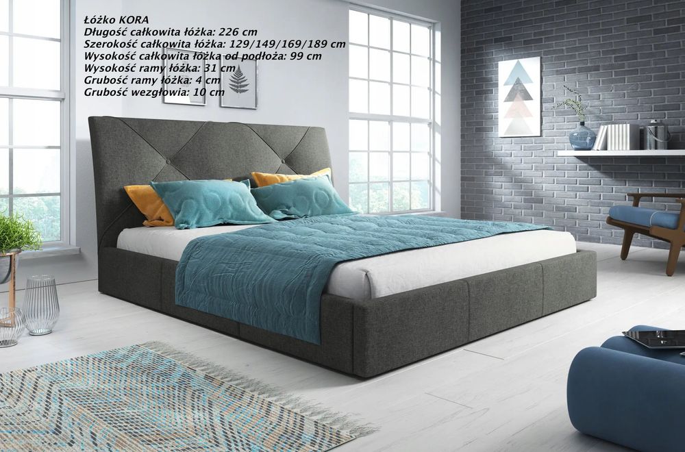Łóżko Tapicerowane z Pojemnikiem Podnoszone Dostawa 90/120/140/160/180